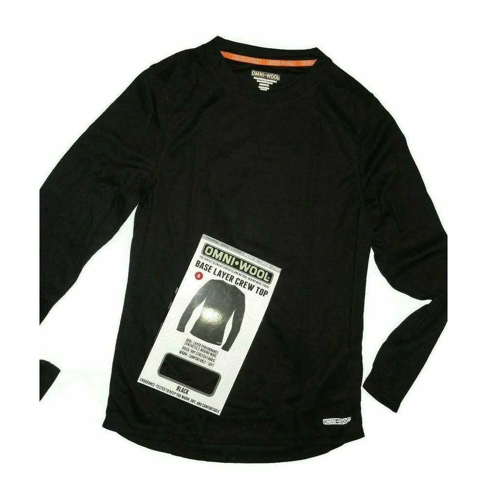 Omni Wool men's Black base layer Crew top shirt Omniwool size Small S - Picture 1 of 3
